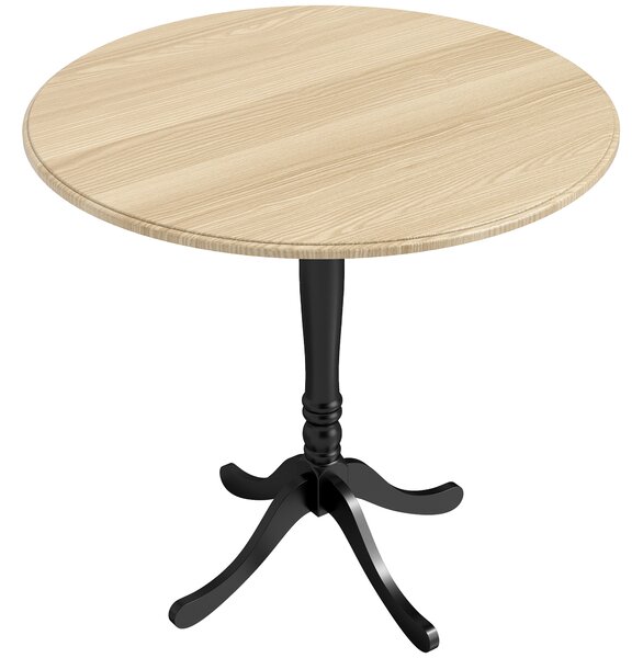 HOMCOM Tavolo rotondo da pranzo per 4 persone Ø 80 cm, tavolo da cucina, base in acciaio, stile moderno, legno naturale e nero | Aosom Italy