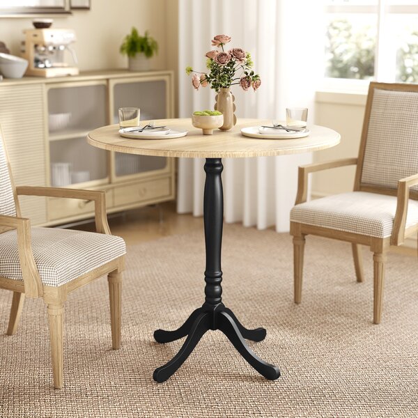 HOMCOM Tavolo rotondo da pranzo per 4 persone Ø 80 cm, tavolo da cucina, base in acciaio, stile moderno, legno naturale e nero | Aosom Italy