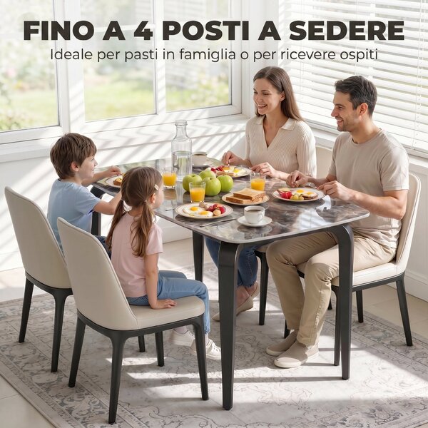 HOMCOM Tavolo 4 Persone, 130x70 cm, Moderno con Piano in Pietra Sinterizzata, Marrone | Aosom Italy