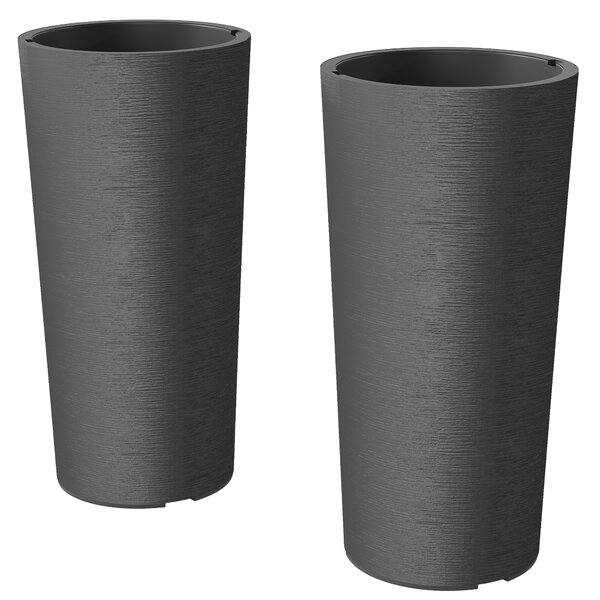 Outsunny Set da 2 vasi impilabili vaso con fori 35x35 cm vasi tondi grigio scuro | Aosom Italy