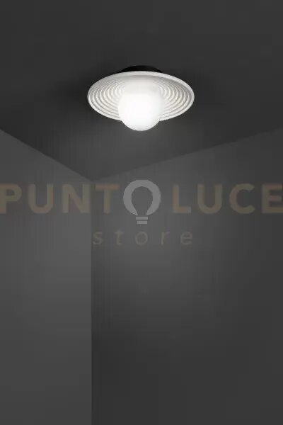 Huevo applique in cemento e metallo bianco luce attacco e27 d.25,8cm