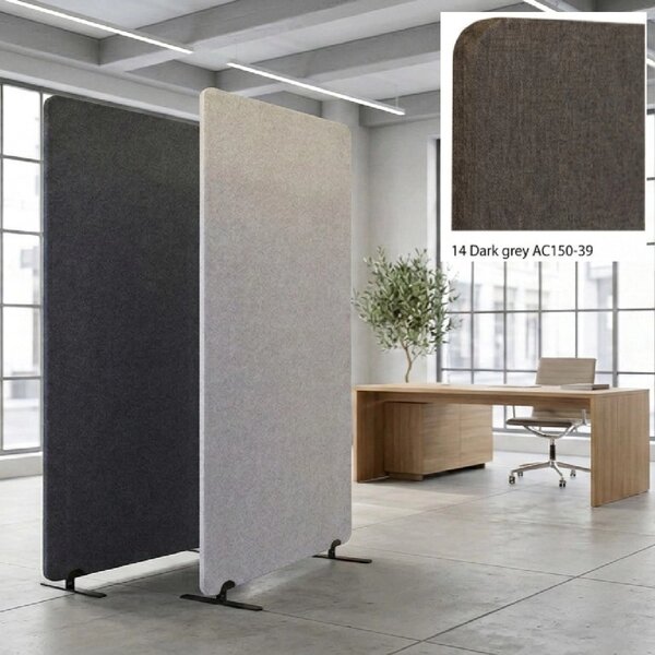 Divisorio Bilnora 160x60x2,5 cm, in feltro acustico, colore Dark Grey