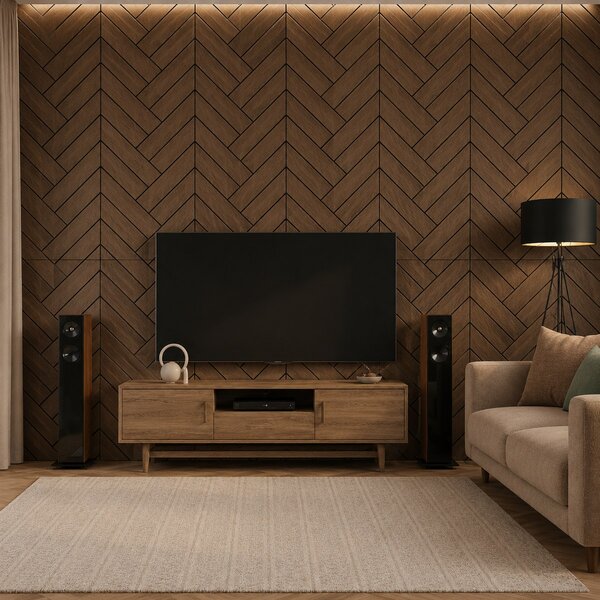 Pannelli Acustici Freja con Motivo Parquet 120x60x0.9cm - Rovere Scuro