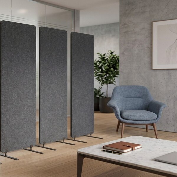 Divisorio Bilnora 160x60x2,5 cm, in feltro acustico, colore Dark Grey
