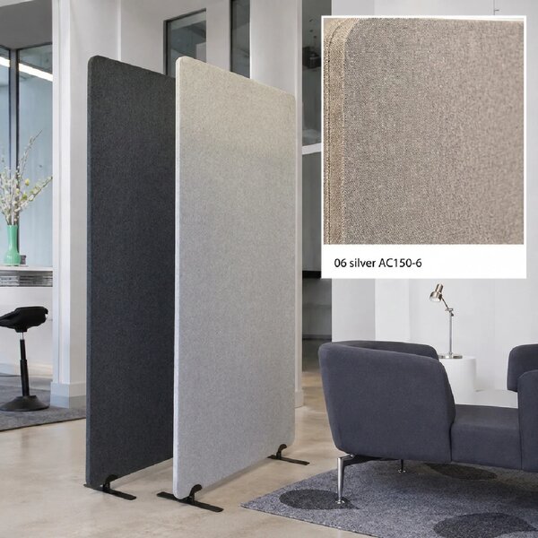 Divisorio Bilnora 160x60x2,5 cm, rivestito in tessuto, colore Silver