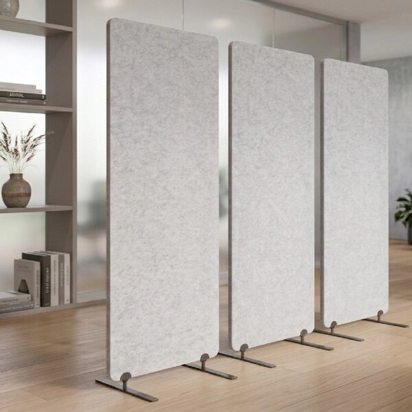 Divisorio Bilnora 160x60x2,5 cm, in feltro acustico, colore Silver