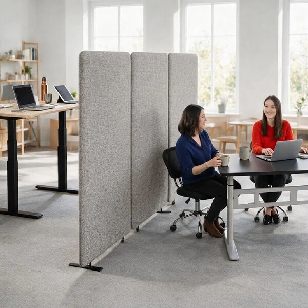 Divisorio Bilnora 160x60x2,5 cm, rivestito in tessuto, colore Silver