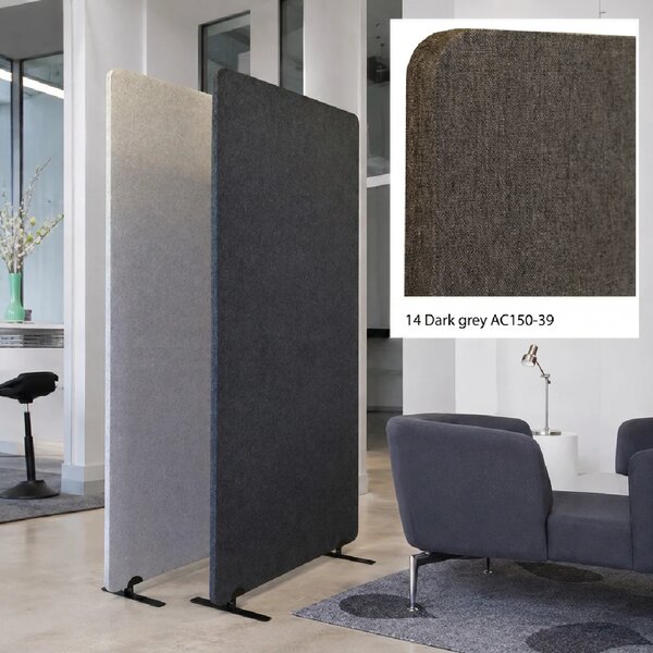 Divisorio Bilnora 160x60x2,5 cm, rivestito in tessuto, colore Dark Grey