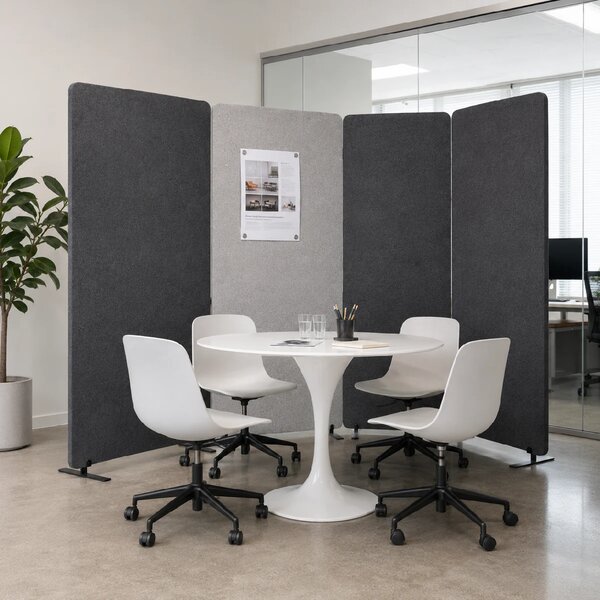 Divisorio Bilnora 160x60x2,5 cm, rivestito in tessuto, colore Dark Grey