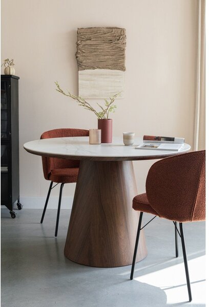 Tavolo da pranzo rotondo con piano in pietra ø 115 cm Almira – White Label
