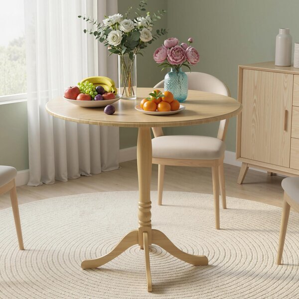 HOMCOM Tavolo da pranzo rotondo per 4 persone Ø 80 cm, tavolo da cucina, base in acciaio, stile moderno, legno naturale | Aosom Italy