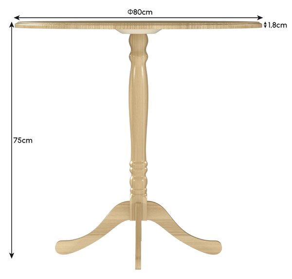 HOMCOM Tavolo da pranzo rotondo per 4 persone Ø 80 cm, tavolo da cucina, base in acciaio, stile moderno, legno naturale | Aosom Italy