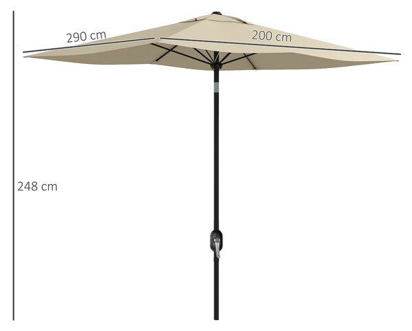 Outsunny Ombrellone rettangolare inclinabile 2x3 m con manovella tessuto in poliestere impermeabilizzato ad alta densità 180g/m² crema | Aosom Italy