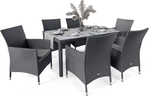 Di volio set di mobili da giardino con tavolo e sedie VERONA Set 6+1 - grigio/grigio