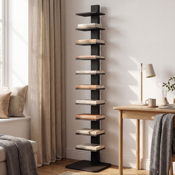 HOMCOM Libreria Moderna Alta a 11 Ripiani Salvaspazio in Stile Industriale, 34.5x41.5x163.5 cm, Nero | Aosom Italy