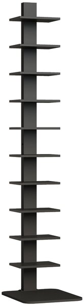 HOMCOM Libreria Moderna Alta a 11 Ripiani Salvaspazio in Stile Industriale, 34.5x41.5x163.5 cm, Nero | Aosom Italy
