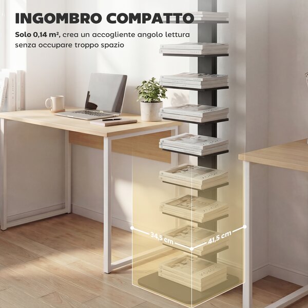 HOMCOM Libreria Moderna Alta a 11 Ripiani Salvaspazio in Stile Industriale, 34.5x41.5x163.5 cm, Nero | Aosom Italy