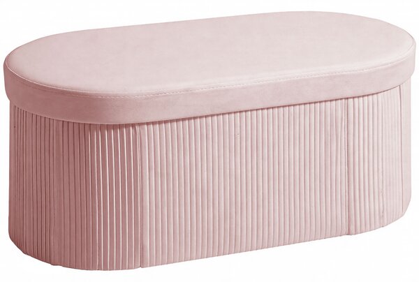 HOMCOM Pouf Contenitore Pieghevole con Vano da 72L e Rivestimento in Velluto, 76x38x35 cm, Rosa | Aosom Italy