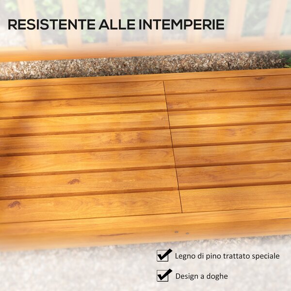Outsunny Panchina da Giardino con Tavolino Centrale Sollevabile e Braccioli, in Legno, 153x56x91 cm, Marrone Chiaro | Aosom Italy