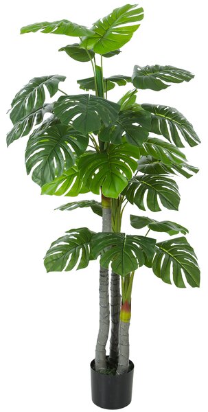 HOMCOM Albero Artificiale Pianta Artificiale Monstera H.1,5 m Tronco Rami Lichene Foglie a Forma di Tartaruga Grande realismo Vaso Incluso | Aosom Italy