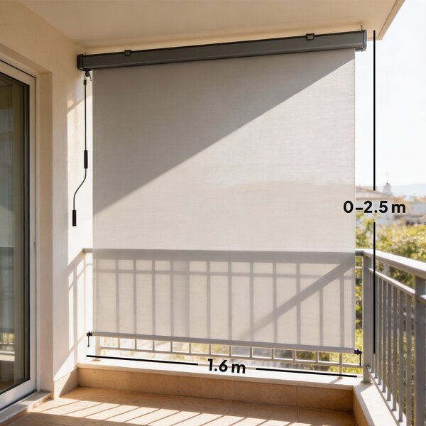 Outsunny Tenda a Rullo Tenda Avvolgibile Senza Fili, 250x160 cm, Bianco Crema | Aosom Italy