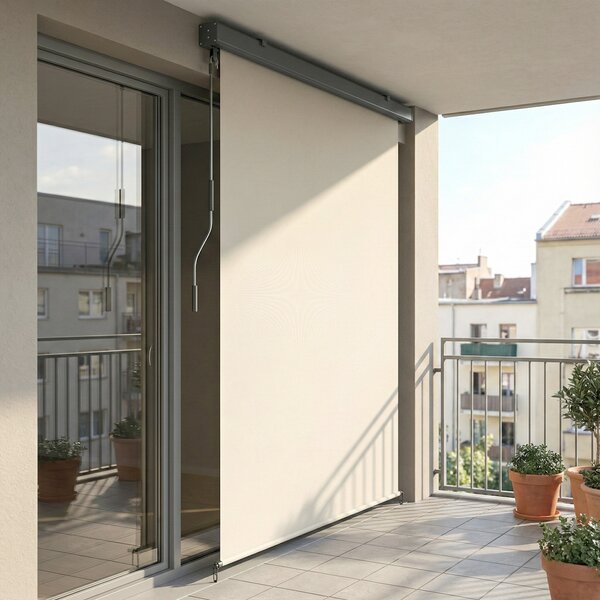 Outsunny Tenda a Rullo Tenda Avvolgibile Senza Fili, 250x160 cm, Bianco Crema | Aosom Italy