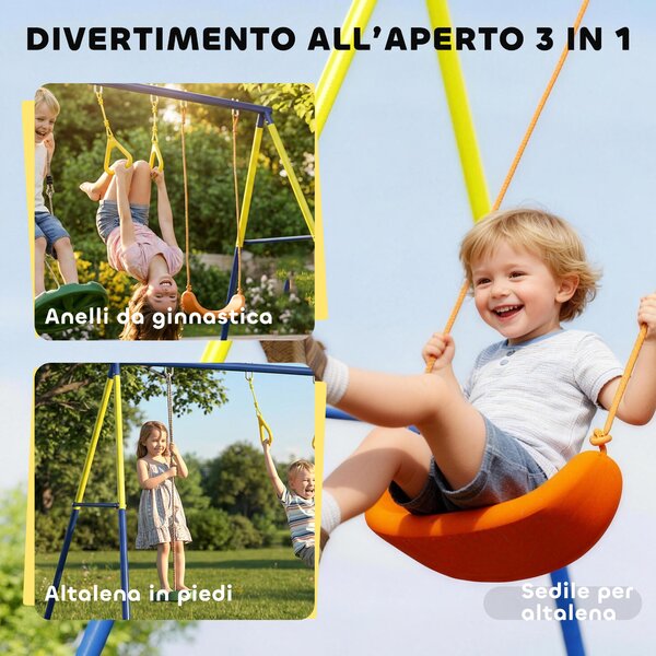 AIYAPLAY Set Altalena da Giardino Giochi da Esterno 3 in 1, 285x160x181cm, Verde | Aosom Italy