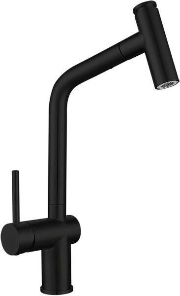 Rubinetto da cucina estraibile - Miscelatore per lavello da cucina - Ideale per la pulizia del lavello - Rotazione a 360 gradi - Bocca di uscita da 3,5 cm - Colore nero