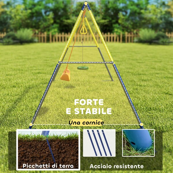 AIYAPLAY Set Altalena da Giardino Giochi da Esterno 3 in 1, 285x160x181cm, Verde | Aosom Italy