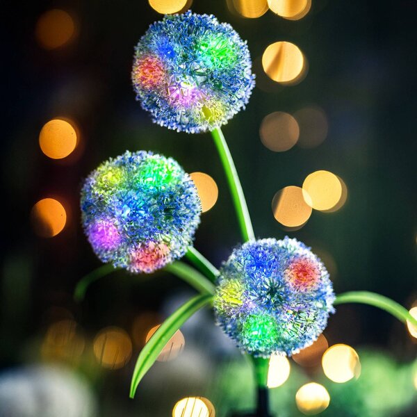 LUMILED lampada solare per giardino all'aperto, con picco a terra, fiori di dente di leone, denti di leone, luce solare RGB IP44 batteria ricaricabile 600 mAh, luce solare LED da giardino 68,5 cm ornamenti da giardino