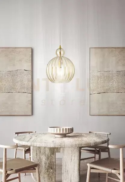 Lia sospensione in vetro e metallo cognac specchiato + ottone bruni