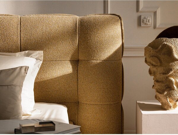 Letto matrimoniale imbottito color terracotta con contenitore con rete inclusa 140x200 cm Eric – Micadoni