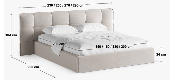 Letto matrimoniale imbottito color terracotta con contenitore con rete inclusa 140x200 cm Eric – Micadoni