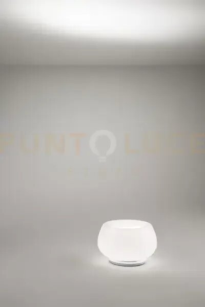 Lumetto in vetro e metallo bianco lucido kave led 12w 3000k cri?80 