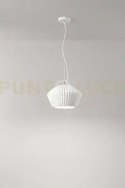 Minea sospensione in gesso e metallo bianco verniciabile 1 luce att