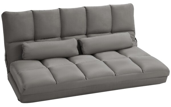 HOMCOM Divano da Terra 2 in 1 con Schienale Reclinabile su 7 Livelli e Cuscini, 130x73x60 cm, Grigio Carbone | Aosom Italy