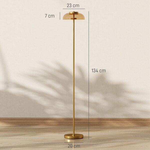 HOMCOM Lampada da terra LED 3000K con interruttore a pedale, ottone, 25 x 25 x 134 cm | Aosom Italy