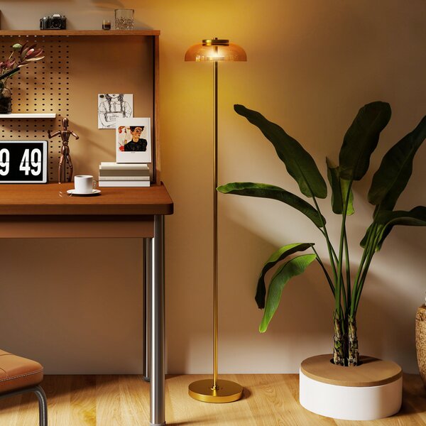 HOMCOM Lampada da terra LED 3000K con interruttore a pedale, ottone, 25 x 25 x 134 cm | Aosom Italy