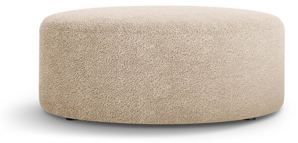 Poggiapiedi marrone chiaro con rivestimento in bouclé Dia – Micadoni