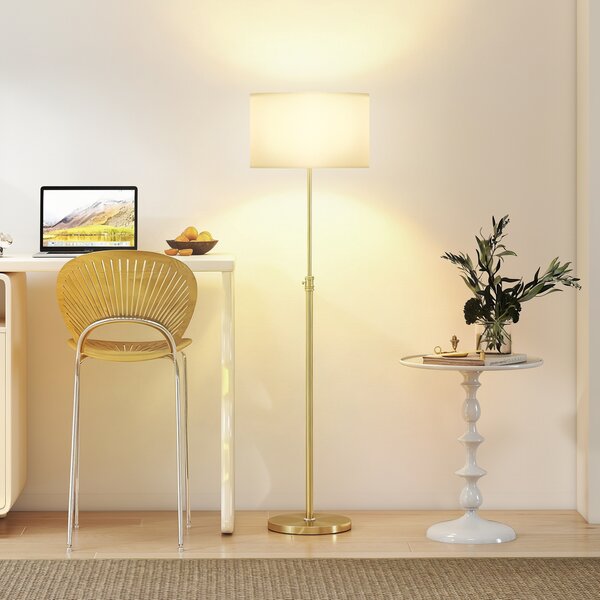 HOMCOM Lampada da Terra con Telecomando, Altezza Regolabile, Paralume in Lino, Oro | Aosom Italy