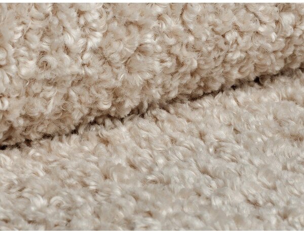 Poggiapiedi marrone chiaro con rivestimento in bouclé Dia – Micadoni