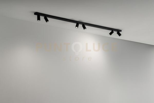 Oddy plafoniera faretto 6 luci in alluminio nero attacco gu10 ori