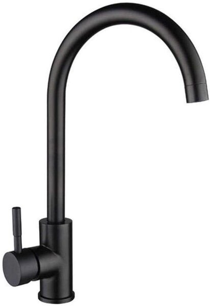 Rubinetto da cucina - Rubinetto a risparmio idrico - Funzionamento igienico - Sistema di risparmio idrico - Acciaio inossidabile - Nero