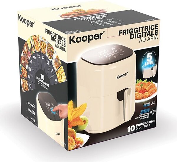 Kooper Friggitrice ad Aria Capacit 5 Litri con Display Touch Potenza 1200 Watt colore Avorio - 5920747