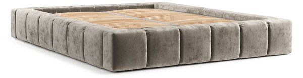 Letto matrimoniale imbottito beige con spazio contenitivo e rete 160x200 cm Aruba L - Maison de Rêve