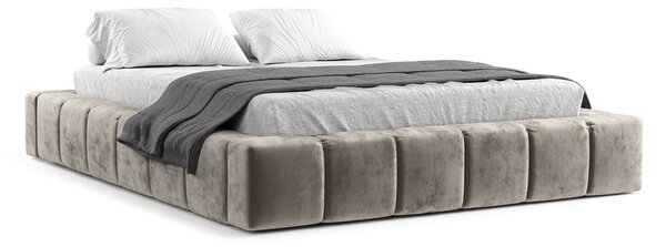 Letto matrimoniale imbottito beige con spazio contenitivo e rete 160x200 cm Aruba L - Maison de Rêve