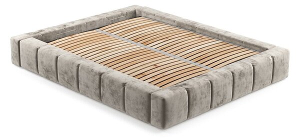 Letto matrimoniale imbottito beige con spazio contenitivo e rete 160x200 cm Aruba L - Maison de Rêve