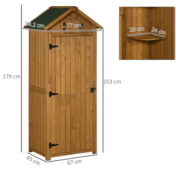 Outsunny Capanno da Giardino Porta Attrezzi in Legno Impermeabile, 77x54.2x179 cm, Giallo | Aosom