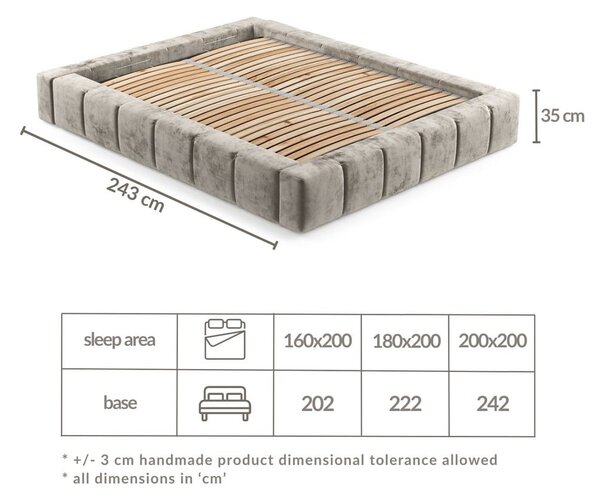 Letto matrimoniale imbottito beige con spazio contenitivo e rete 160x200 cm Aruba L - Maison de Rêve