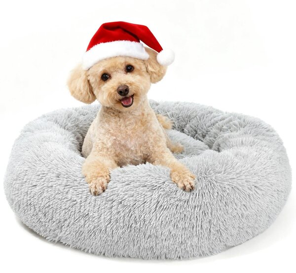 Cuccia rotonda in peluche per cani e gatti, con base antiscivolo, diametro 60 cm